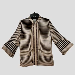 Peck & Peck Women’s Relaxed Jacket Tan Brown Formal Evening Zip Front Top Sz 12